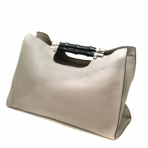 Gucci Bamboo Daily Bag Handbag Shoulder Leather Gray